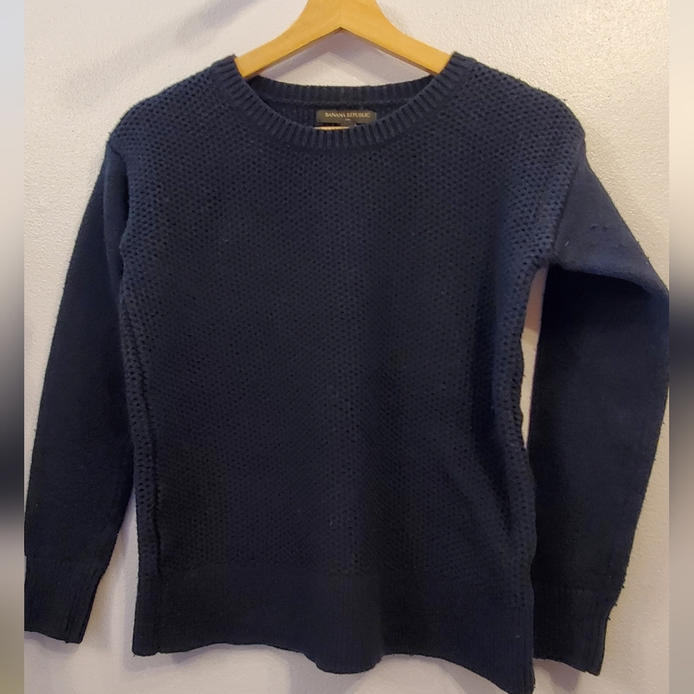 Banana Republic Crew Neck Cropped Womens Sweater Dark Blue Small (W4)